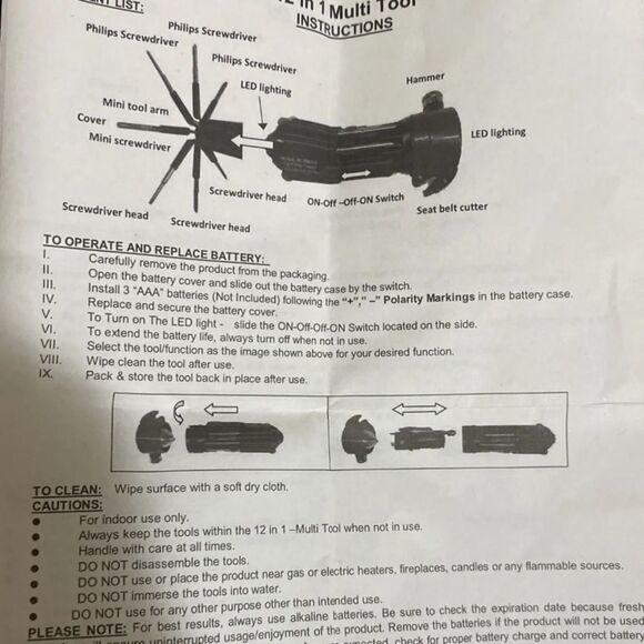 12 In 1 Multi Tool With Flashlight - Avon - New In Box - Picture 5 of 5